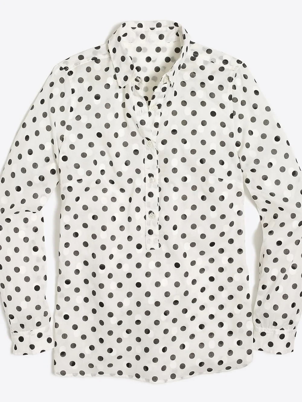 Sz S J Crew Jaquard Popover Button-Up Shirt Black White 100% Cotton Parisian